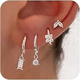 Relveo Dainty Silver Earrings for Women 14k Gold Plated Lightweight Hoop Earrings Set for Women Trendy Small Silver Hoop Huggie Jewelry