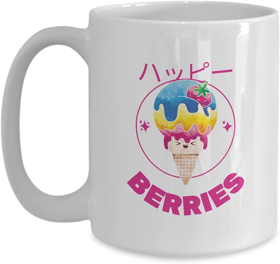 Mug Japanese Ice Cream Berries Gift For Japan Lover Food Asian Fan Coffee Tea Cup Large 15 Oz