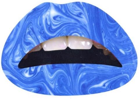 Lips Stickers Temporary Lip Tattoo Sticker - Blue Swirls