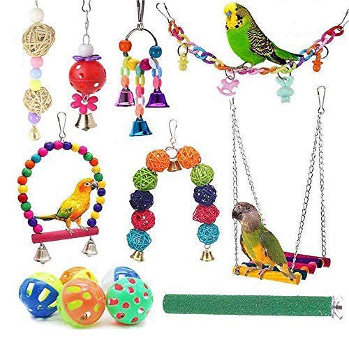 YANGWX 12pack Bird Toys, Parrots Cage Swing Toys, Parrot Chewing Toys for Small Parakeets, Love Birds, Cockatiel, Macaws, Finches