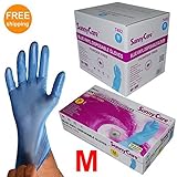 Sunnycare #7402 1000/1case Blue Vinyl Gloves Powder Free (Non Latex Nitrile Exam) Medium