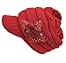 Women's Cable Knit Visor Hat with Flower Accent