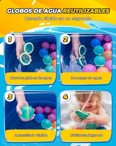 KOKODI 16pcs Reusable Water Balloons with Magnet,Soft Silicone Quick Filling,Water Games for Kids,Swimming Pool and Beach Toys Summer Outdoor for Kids and Adults,Classic Model