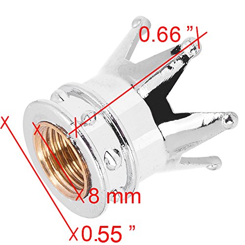 Universal Royal Crown 8mm Car/Motorcycle Wheel Rim Tire Air Stem Valve Caps Kit (Pack of 4, Chrome) - Thumbnail 2