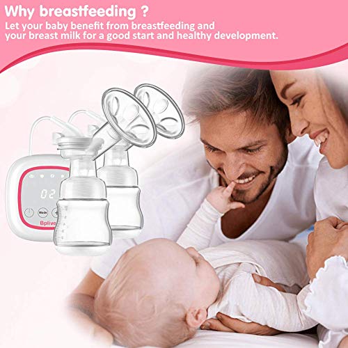 Double Electric Breast Pumps, Opoway Portable Breast Pump Rechargeable Breastfeeding Pump with Adjustable Massage and Suction Level, Backflow Protector