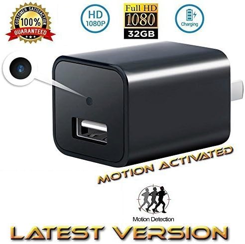 USB Phone Charger Camera -FULL HD 1080P Hidden Video Camera Charger Mini DVR Nanny Camera Video Recorder DVR Wall Adapter Charger Cam+32GB