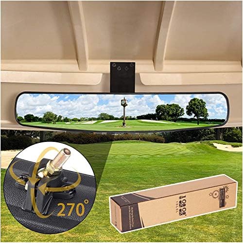10L0L Adjustable Rotatable Golf Cart Rear View Mirror, Universal Safe 270 Rotation 16.5″ Extra Wide Rear View Convex Golf Cart Mirror for EZ Go, Club Car, Yamaha 10L0L Adjustable Rotatable Golf Cart Rear View Mirror, Universal Safe 270 Rotation 16.5″ Extra Wide Rear View Convex Golf Cart Mirror for EZ Go, Club Car, Yamaha