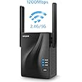 rockspace 1200Mbps WiFi Repeater (AC1200)-WiFi Range Extender Supports WPS One Button Setup with 2 External Antennas (Matte Black)
