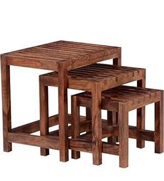 Ringabell Olive Solid Wood Nest of Table Set of 3 (Provincial Teak)