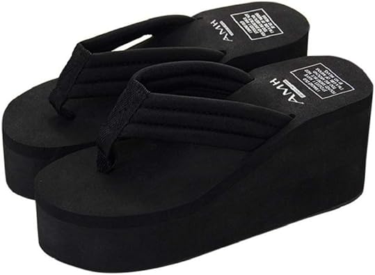 black platform slippers