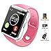 COSROLE Bluetooth Smart Watch, A1 Touch Screen Smart Wrist Watch with 8GB SD Card & Two Batteries & Screen Protector for Samsung Xiaomi Huawei Sony HTC LG Android Smartphones - Pink