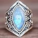 Clearance 1PC Boho Jewelry Silver Natural Gemstone Marquise Moonstone Personalized Ring (10)