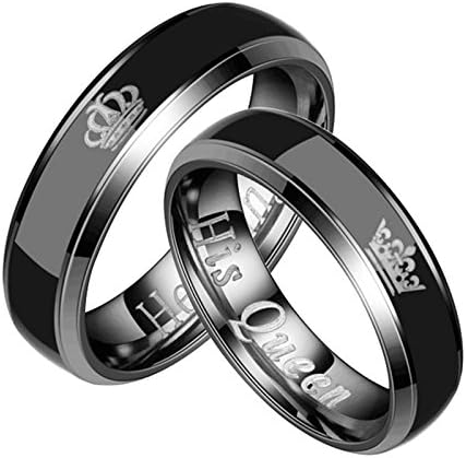 Blisfille Jewellery Ring Tags Jewelry Wedding Band Gold Couple Rings Black Ring Size J 1/2-X 1/2