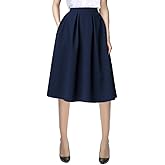 Urban CoCo Women's Knee Length A Line Midi Skirt Casual Work Elastic High Waisted Skirts with Pockets
