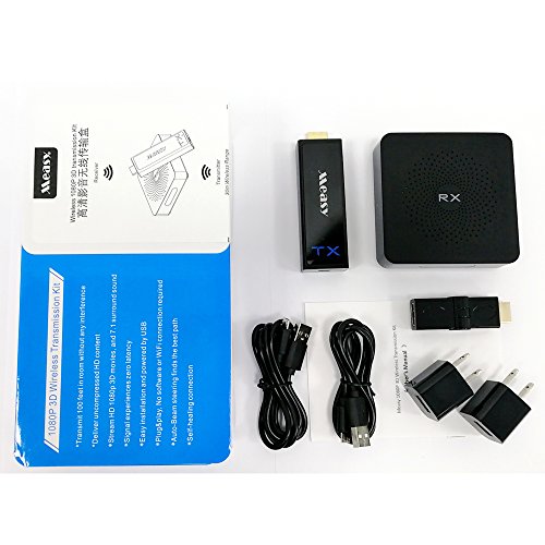 W2H Mini 2 60G Wireless HDMI Transmitter and Receiver HDMI Extender Video and Audio from PC/TV Box/Laptop/PSP to HD TV/Projector up to 30M/100FT Support 1080P 3D