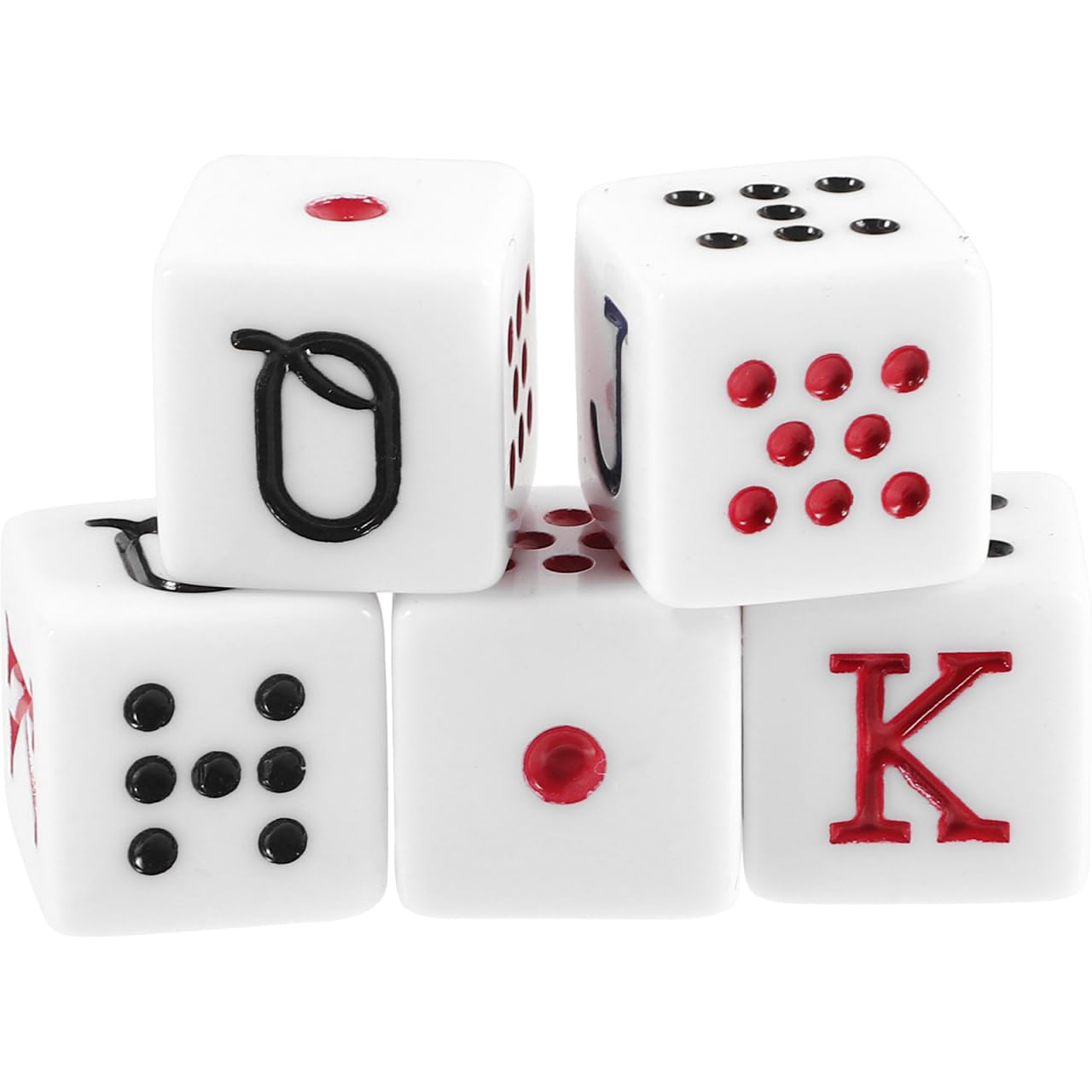 Vaguelly 5Pcs 6-Sided Poker Dice Set Acrylic Portable Dice for Ktv Pub Party Game Props Fun Drinking Game Accessories