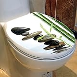 BestOfferBuy Zen Pebbles Bamboo Bathroom Toilet Seat Lid Cover Decal Sticker