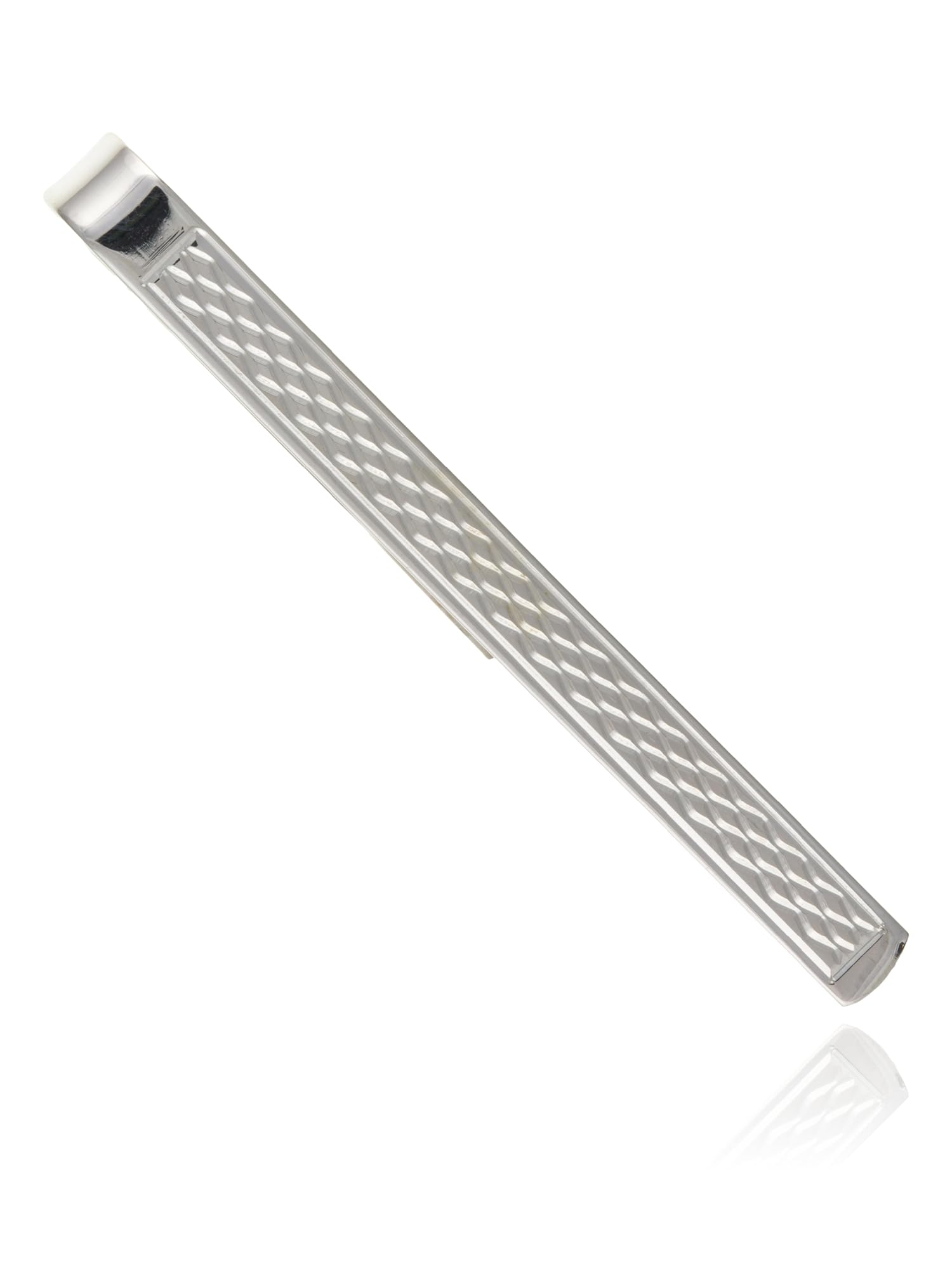 MENS 5MM Engine Turned Necktie Tie Clip Bar Slide Pin for Formal Business Wedding - Solid 925 Sterling Silver