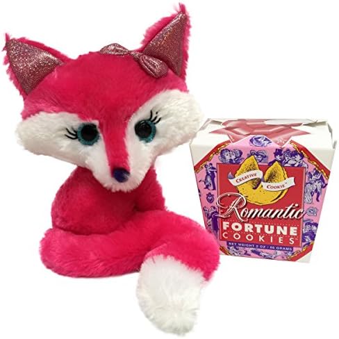 Pink Plush Fox &amp; Romantic Fortune Cookies Gift Kosher &amp; Nut Free