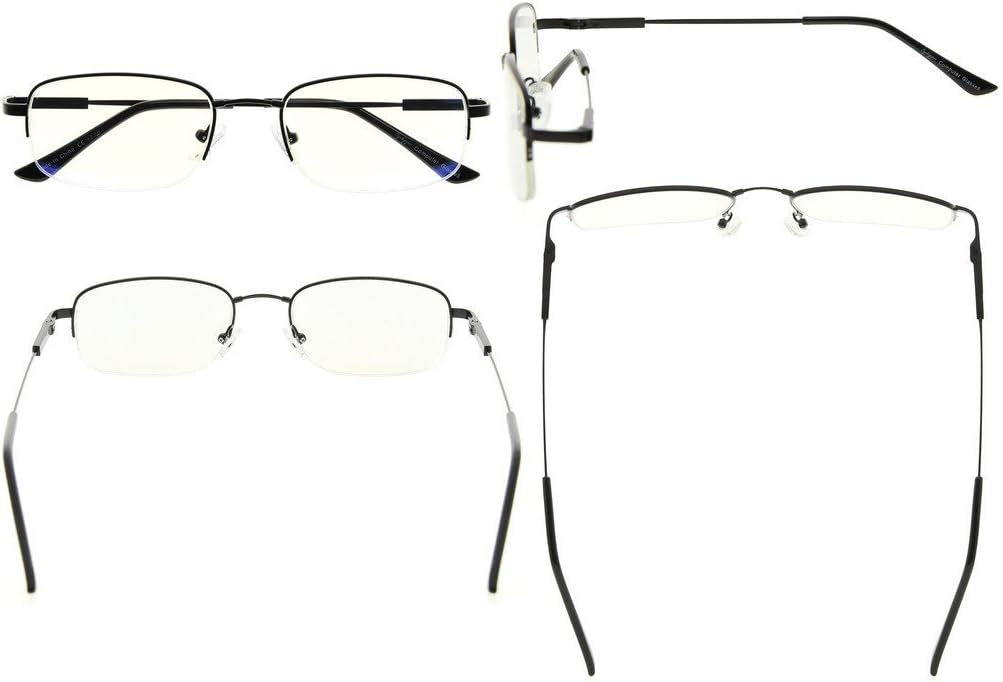Bendable Memory Titanium,Blue Light Blocking,Half-Rim Computer Reading Glasses(Black) +0.5, Cg1704-black - Image 4