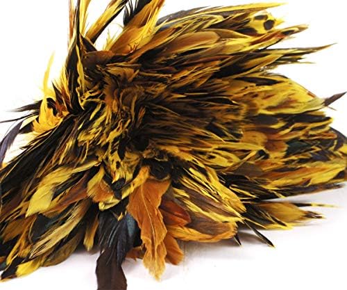 40pcs Yellow Brown Dyed Rooster Feathers Pendant Earrings Jewelry Millinery Saddle Costume Dreamcatcher 12-18cm