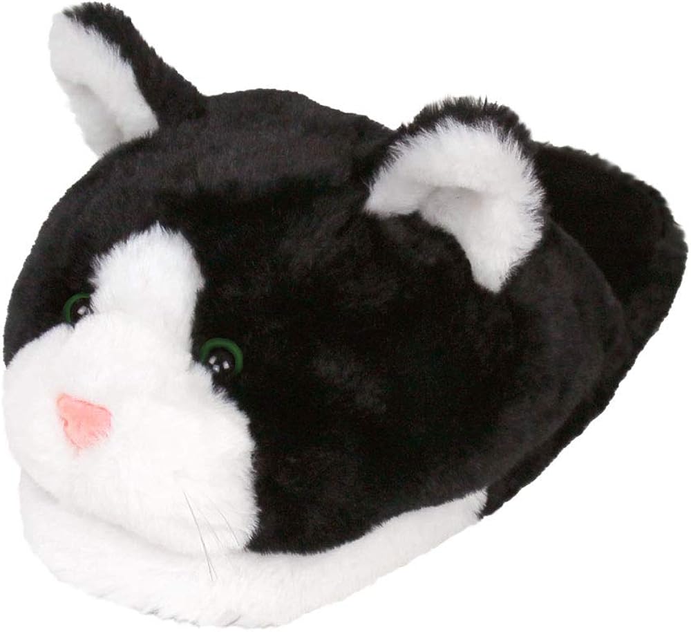 Black and White Kitty Slippers Tuxedo Cat Animal
