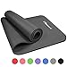 REEHUT 1/2-Inch Extra Thick High Density NBR Exercise Yoga Mat for Pilates, Fitness & Workout w/Carrying Strap (Black)