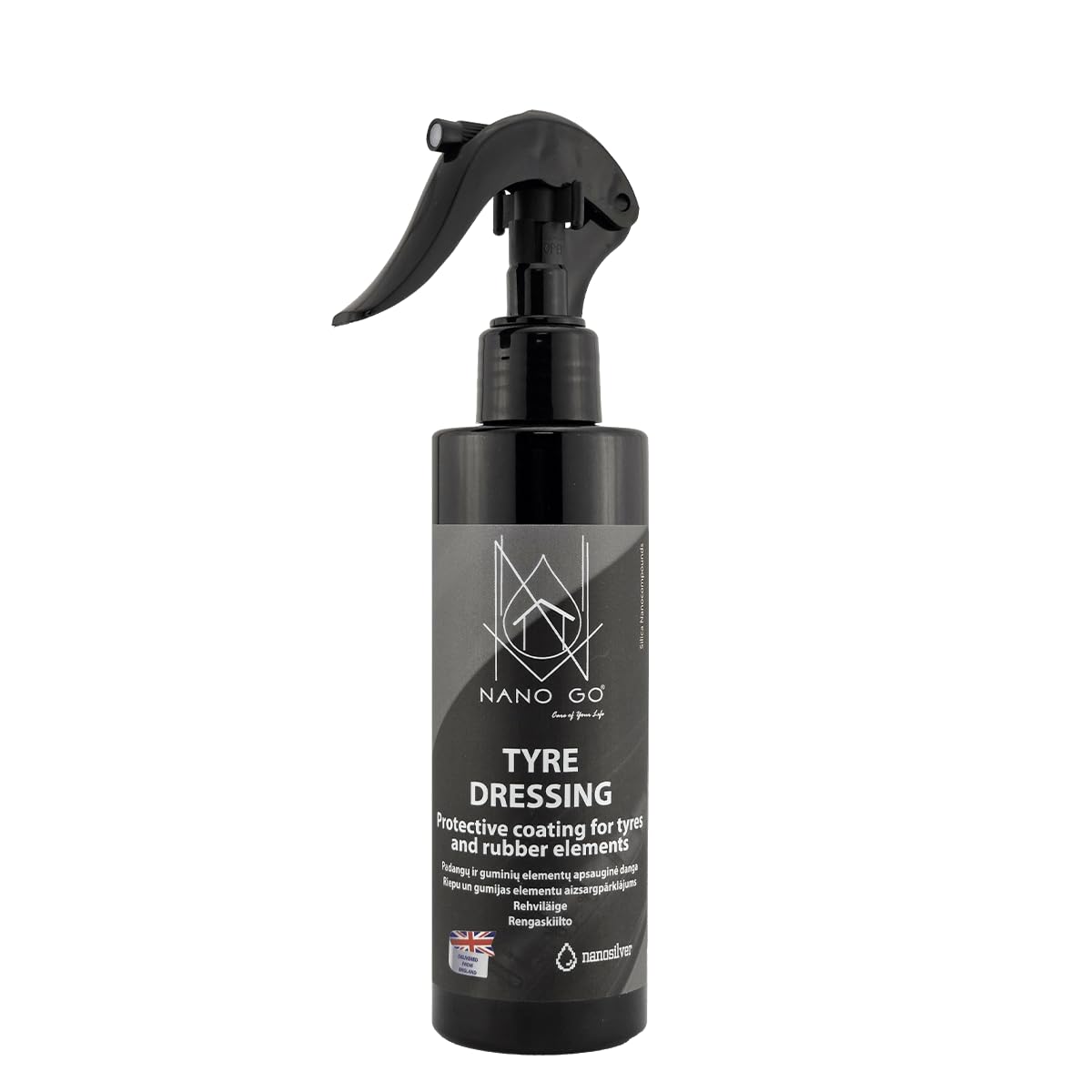 NANO GO Tyre Dressing, Matt Finish, Back to Black, Nanosilica Compounds 200ml.