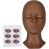 Lash Mannequin Head, CALAILIS Mannequin Head, Eyelash Extension Mannequin Head, Doll Head for Lash Extensions, Eyelash Mannequin Head with 4 Pairs Removable Eyelids (Black Color)