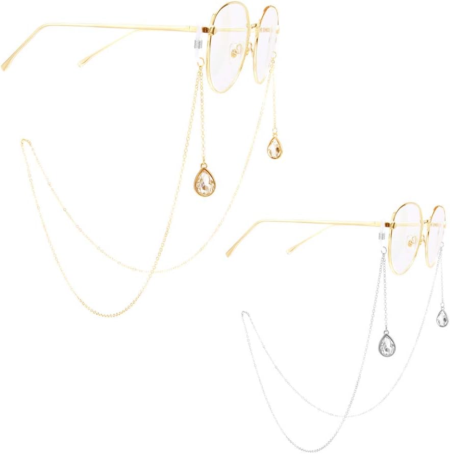 Glasses Chain Eyeglass Neck Cord String Sunglasses Lanyard Retainer Strap Spectacle Holders, Gold and Silver