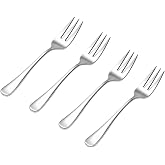 Dessert Forks Set of 4, 5.43" Stainless Steel Small Forks, Cake Pastry | Brushed Silver Finish Resists Fingerprints, Smooth Rounded Edges for Safe Grip, Ideal for Teatime, Parties, Desserts.