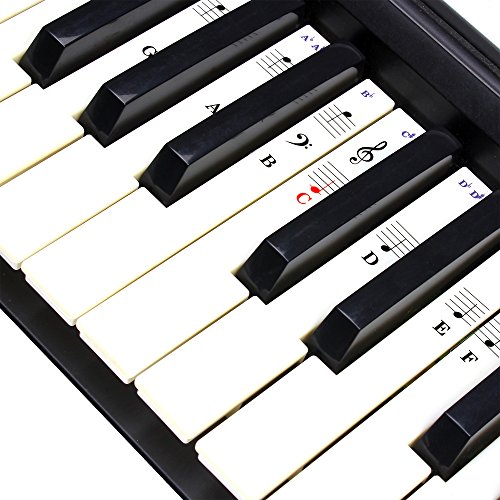 Piano Stickers, Keyboard Stickers for 49/61/ 76/88 Key Keyboards, Removable and Transparent Stickers for Piano with Free Guide