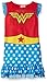 DC Comics Big Girls' Wonder Woman Ruffle Cap-Sleeve Pajama, Blue/Red, 7/8