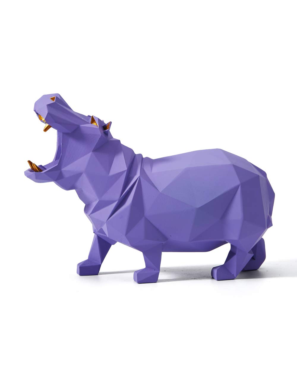 Amoy-Art Hippo Gifts Arts Animal Sculpture Decor Modern Figurine Home Statue Table Centerpiece Crafts Polyresin Ornament Purple 18cm