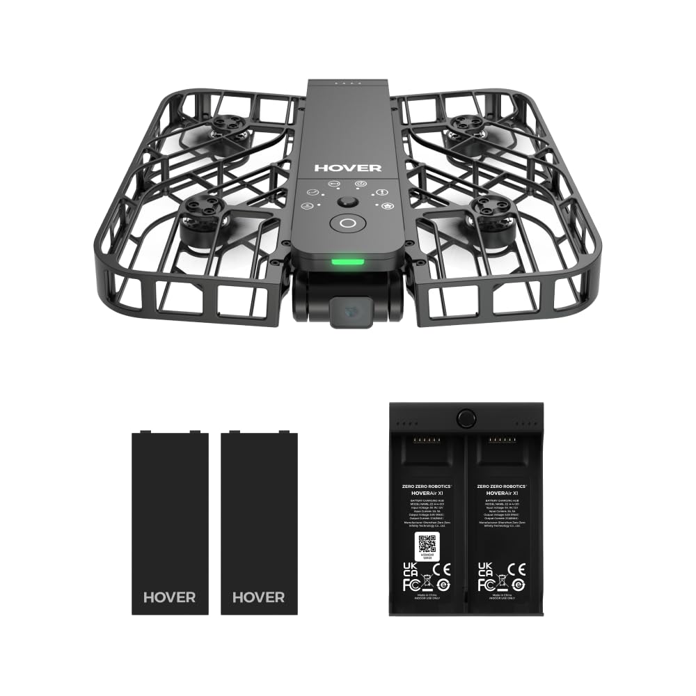 HOVERAir X1 Drone with Camera, Self-Flying Camera Drone with Follow Me Mode, Foldable Mini Drone with HDR Video Capture, Palm Takeoff, Intelligent Flight Paths, Hands-Free Control Black (Combo Plus)