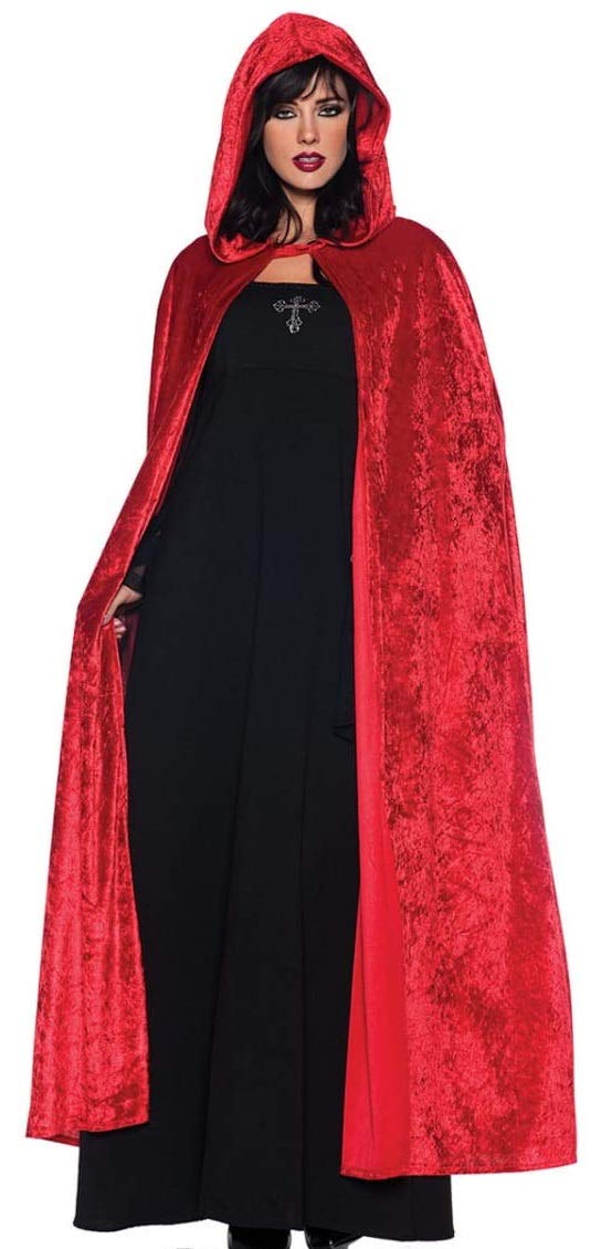 Lovelegis Red cloak with hood - Adults - Long - Velvet - Chenille - Vampire - Dracula - Nosferatu - Disguise - Carnival - Halloween - Cosplay - Man - Woman
