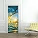 Fymural Door Wall Mural Wallpaper Stickers--Ocean Wave Vinyl Removable 3D Decals 30.3x78.7