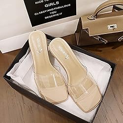 vivianly Womens Clear Heels Sandals Transparent