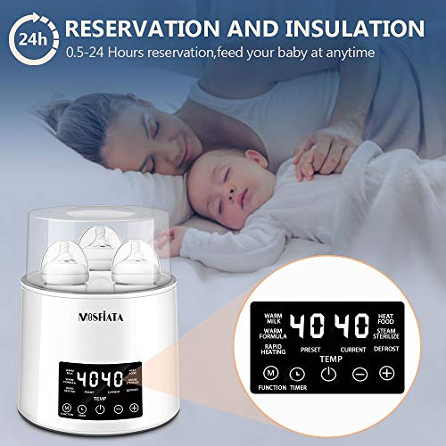 Bottle Warmer and Sterilizer, BPA Free 4 Bottles Capacity 7-in-1 Steam Baby Bottle Warmer with 0.5 to 24 Hrs Timer, Bottle Sterilizer with LED Display Fast Food Heater Dryer with Brushes and Tongs - Thumbnail 3