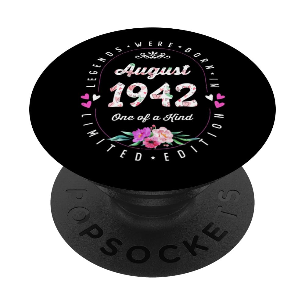 Floral Birthday - Legends Were Born In August 1942 PopSockets Swappable PopGrip