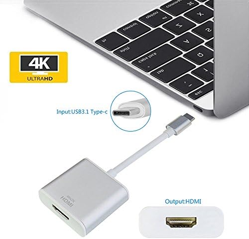 USB Type C to HDMI Adapter, LC-dolida USB 3.1 Type C (USB-C) to HDMI 4K SuperSpeed High Definition Audio Video Adaptor Converter Cable for New MacBook 12 inch, ChromeBook Pixel, Asus Zen AiO &amp; PCs