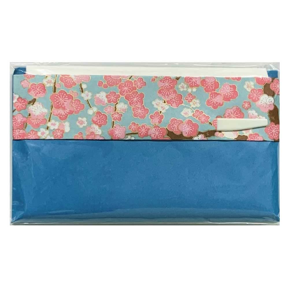 Japanese Kaishi 30 Sheets – Mino Washi Traditional Paper for Tea Ceremony, with Colorful Yuzen Paper Case & Plastic Sweet Pick [Blue], 5.7 x 6.9 in (145 x 175 mm)