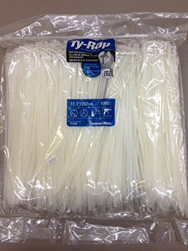 TY26M Cable Tie 40lb 11 Natural Nylon with Stainless Steel Locking Device Bulk Pack 1000 Per Bag by Thomas & Betts