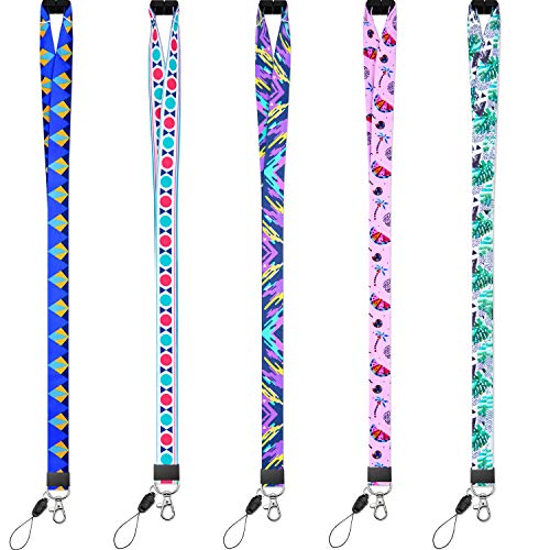 Lanyard with id Holder Badges Horizontal Hall Pass Lanyards with Badge Holders for Kids Women Keys Cruise Ship Card Breakaway Safety Lanyard for Keys Men Key Card 5 Pack Wide 2cm 34" Polyester Straps
