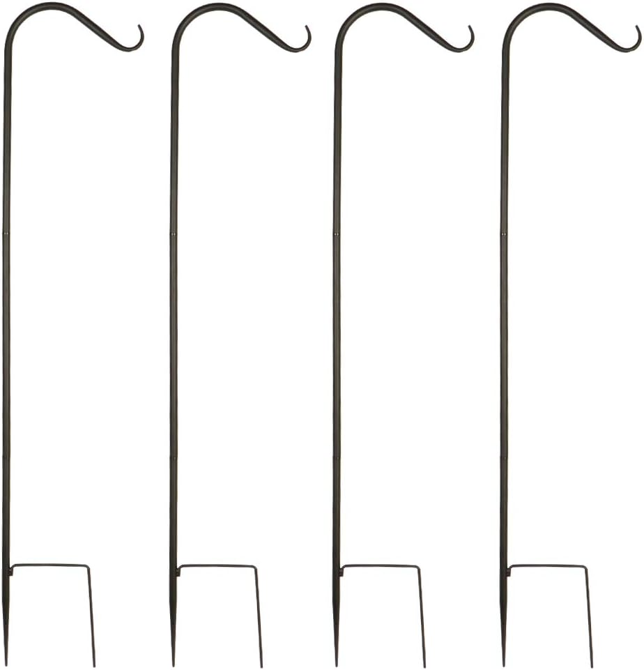 Outdoor Shepherd's Hooks - YELOKIE Premium Shepherds Hook 48 Inch, 0.63 Inch Thick, Super Strong, Rust Resistant Steel Hook Ideal for Use at Weddings, Hanging Plant Baskets, Solar Lights, Lanterns, Bird Feeders, 4 Pack