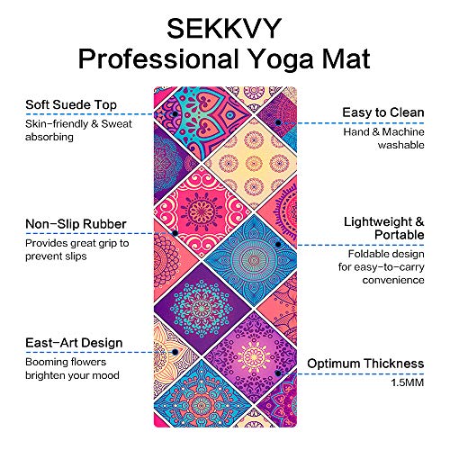 image for SEKKVY Yoga Mat, Non Slip Sweat Absorbent Foldable 1.5mm Thin Exercise