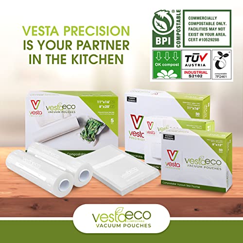 VestaEco Compostable Vacuum Seal Bags Extend Freshness Embossed