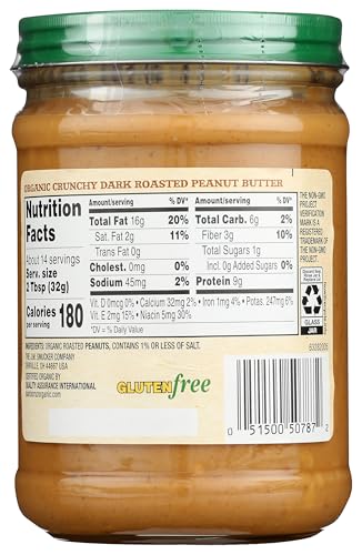 SANTA CRUZ ORGANICS CRUNCHY DARK ROASTED PEANUT BUTTER, 16 OUNCE