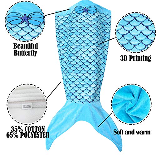 Mermaid Tail Blanket for Girls Kids Toddlers Teens,All Seasons Soft