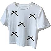 Verdusa Women's Coquette 3D Bow Tops Crew Neck T Shirts Cute Crop Tees